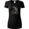 Medveď na bicykli - Dámske tričko z organickej bavlny Origin (GOTS) - XL ( Čierna )