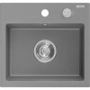 Mexen Milo granitový kuchynský drez 1-komorový 435 x 410 mm, sivý, sifón chróm - 6505441000-71