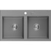 Mexen Hektor, 2-komorový granitový drez 800x480x205 mm, šedá, chrómový sifón, 6521802000-71