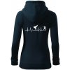 Karate EKG - Mikina dámska trendy zipper s kapucňou - L ( Tmavomodrá (takmer čierna) )
