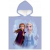 Carbotex Detské dievčenské plážové pončo osuška s kapucňou Ľadové kráľovstvo Frozen motív Anna a Elsa 50 x 110 cm