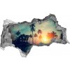 Diera 3D v stene nálepka Sunset palm 95x73 cm