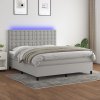 Box spring postel s matrací a LED světle šedá 180x200 cm textil Šedá 3135213