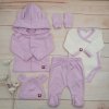 Z&Z Sada do pôrodnice 5D, body, polodupačky, kabátik, čiapočka, rukavičky, lila, 50 (0-1m)