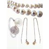 A-B Set of silver jewelry with white freshwater pearls and Cubic Zirconia 20000021