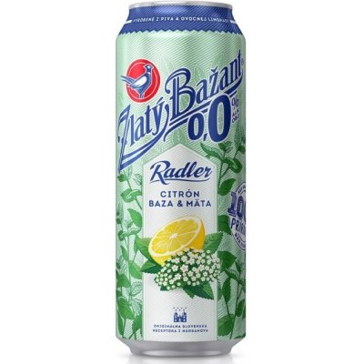 Zlatý Bažant nealko radler Citrón Baza Mäta 0% 6 x 0,5 l (plech)