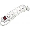 Síťový kabel 230V predlžovací, CEE7 (vidlica) - zásuvka 5x, 10m, VDE approved, biela, s vypínačom