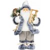 Dekorácia MagicHome Vianoce, Santa so sánkami, biely-šedý, 60 cm