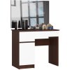 Ak furniture Kozmetický stolík so zrkadlom P-2/SL I dub wenge / biely ľavý