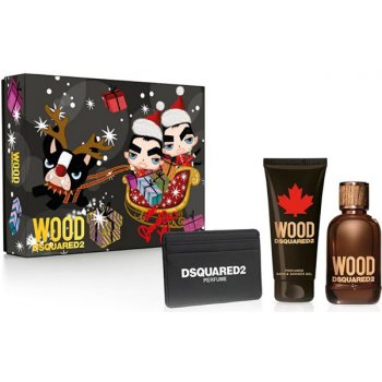 Dsquared2 Wood Men EDT 100 ml + sprchový gél 100 ml + pouzdro na karty darčeková sada