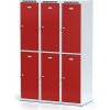 Alfa 3 Šatníková skrinka s úložnými boxami, 6 boxov, 1800 x 1200 x 500 mm, cylindrický zámok, červené dvere