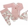 Z & Z 3-dielna súpravička body polodupačky a čiapočka Kvetinka staroružová