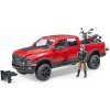 Bruder 02502 Terénne auto RAM, motocykel Scrambler Ducati Desert Sled s figúrkou