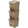 PROSPERPLAST Sada 3 odpadkových košov SORTIBOX ECO WOOD naturo, objem 3x25l