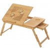 Songmics Stolík pod notebook bambusový, odvetrávanie, úložná zásuvka, šírka 61cm
