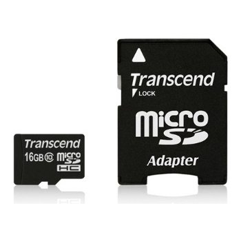 Transcend microSDHC 16GB class 10 + adapter TS16GUSDHC10