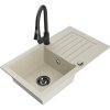 Mexen Pablo, 1-komorový granitový drez 752x436x161 mm a drezová batéria Elia, béžová, 6510-69-670101-70