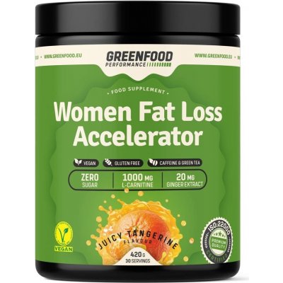 Spaľovač tukov GreenFood Nutrition Performance Women Fat Loss Accelerator Juicy tangerine 420g (GF6007)