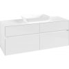 VILLEROY & BOCH Collaro závesná skrinka pod umývadlo na dosku (umývadlo v strede), 4 zásuvky, 1400 x 500 x 548 mm, Glossy White, C11600DH