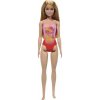 Barbie: Bábika s blond vlasmi v ružových plavkách s palmami.