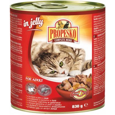 Propesko Cat kousky hovädzie a játra v želé 830 g