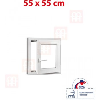 OKNA-HNED.SK Plastové okno 55 x 55 cm (550 x 550 mm) biele otváravé aj sklopné pravé