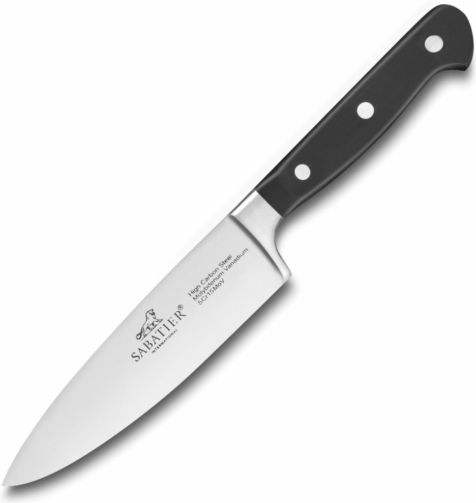 Kuchársky nôž PLUTON 15 cm, nerezové nity, čierna, Lion Sabatier
