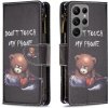 Peňaženkové kožené puzdro Drawing na Samsung Galaxy S24 Ultra 5G - Bear