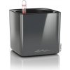 Lechuza geobra Kvetináč Lechuza Cube Glossy all-in-one set Farba: Antracitová, Veľkosť: 14 (14 x 14 / 13,5 cm)