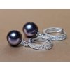 Strieborné perlové náušnice čierne perly RSE300AAAbG
