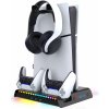NONAME iPega P5S006 Multifunkčný Nabíjací RGB Stojan s Chladením pre PS5 Slim Black 6974363711009