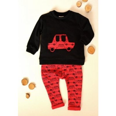 K-Baby Sada triko/mikinka + tepláčky Army čierna/červená