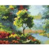 Diamondi Diamantové maľovanie - STROM MEDZI KVETMI NA RIEKE Rámovanie: vypnuté plátno na rám, Rozmer: 40x50 cm