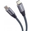 PremiumCord kábel USB-C, USB 3.2 GEN 2x2, 5A, 100W, 20Gbit/s, 3,0m, bavlnený oplet, čierno-sivý 8592220024116