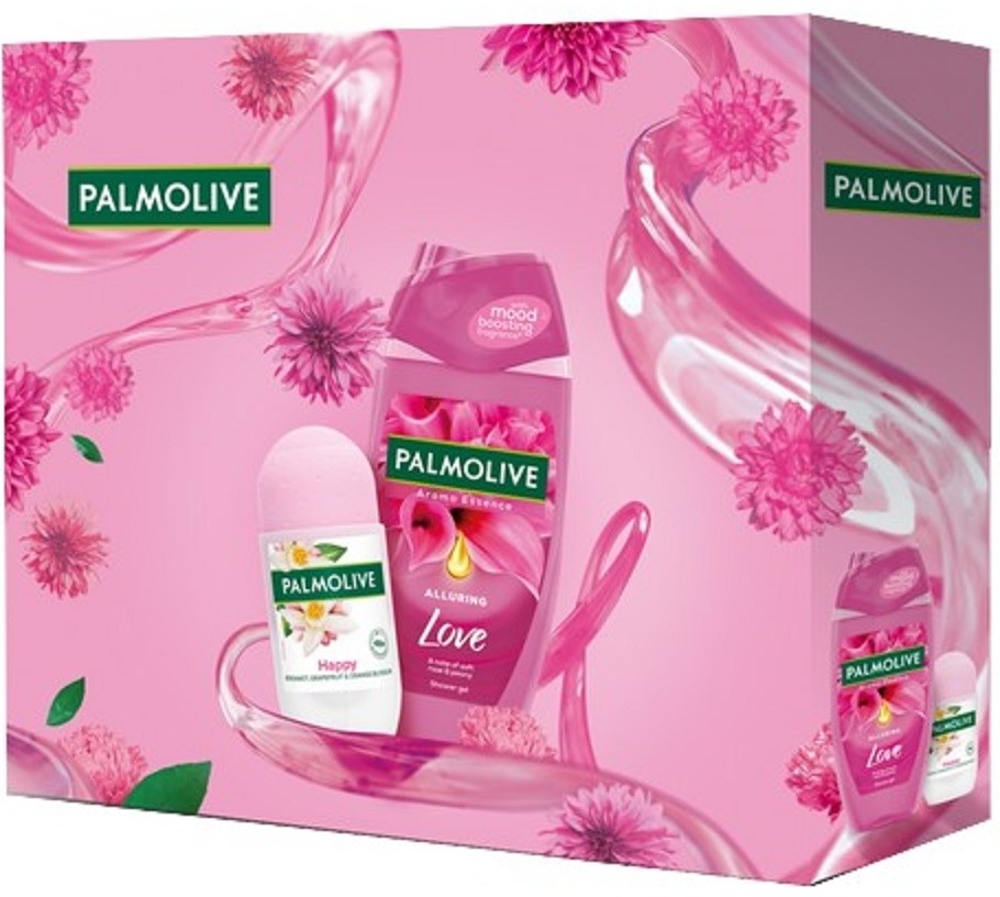 Palmolive Aroma Essence Alluring Love sprchový gél 250 ml + Happy antiperspirant roll-on 50 ml, pre ženy