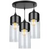 Light Home Závesné svietidlo Oslo 2, 3x čierne/transparentné sklenené tienidlo, o
