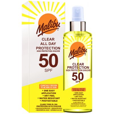 Malibu Clear All Day Protection spray na opaľovanie SPF50 250 ml