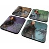 CurePink Tácky pod sklenice NetflixThe WitcherZaklínač Legendary balení 4 ks10x10cm