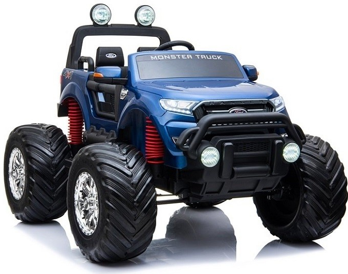 Lean Toys Elektrické autíčko Ford Ranger Monster Truck 4X4 LCD obrazovka Dialkový ovládač 2.4Ghz lakovaná modrá
