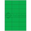 Labelea Samolepiace etikety 70x42,4 mm farebné papierové, na hárku A4, pre laserovú a atramentovú tlač, Farba etikiet Zelená, Počet hárkov v balení 100 EPY070042PG021S