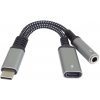 PremiumCord Redukce USB-C /3,5mm jack s DAC chipem + USB-C pro nabíjení 13cm 8592220022891 (ku31zvuk04)