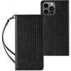 MG Magnet Strap knižkové kožené puzdro na iPhone 13 Pro Max, čierne
