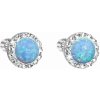 Strieborné náušnice kôstky so syntetickým opálom a Preciosa kryštálmi svetlo modré okrúhle 31317.1