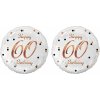 GoDan Balón fóliový biely 60 rokov – happy birthday/narodeniny, ružovo-zlatý nápis, 45 cm, 2 ks 8595596327645