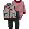 CARTER'S Set 3dielny vesta, body, nohavice chlapec Dino 3 m /veľ. 62 1J202810_3m