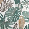 Vliesové tapety na stenu IMPOL TRADE L76304, rozmer 10,05 m x 0,53 m, papagáje a listy okrovo-zelené na bielom podklade, IMPOL TRADE