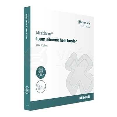 Kliniderm Foam Silicone Heel Border Krytie na rany penové silikónové sterilné 20 x 20,8 cm 5 ks