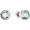Evolution Group Strieborné náušnice pecka s krištáľmi Swarovski zelené okrúhle 31113.5, darčekové balenie