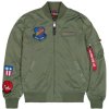 Alpha Industries prechodná bunda pánska MA-1 TT Flying Tigers sage green Veľkosť: 3XL, Farba: zelená