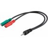 PREMIUMCORD Adaptér Jack 3, 5mm 4pin - 2x stereo Jack 3, 5mm, redukcia (M/2xF, 4 pólový)